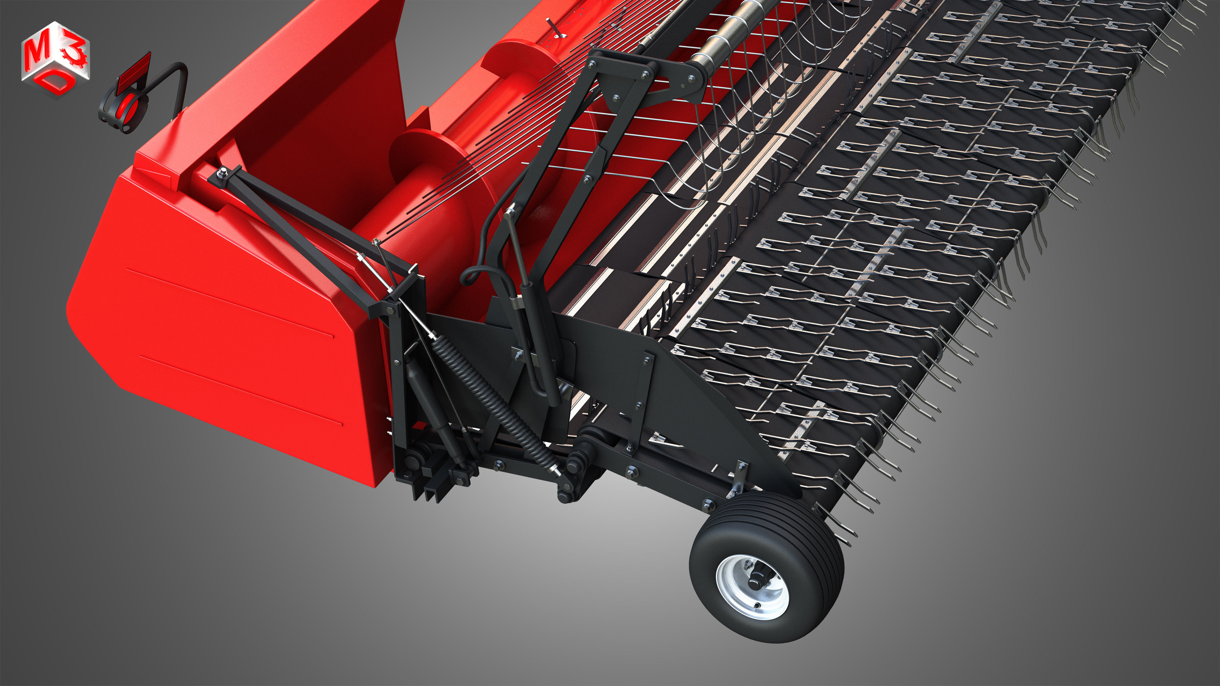IH 1688 Combine Harvester  - with Forage Harvester Head 3D model_29