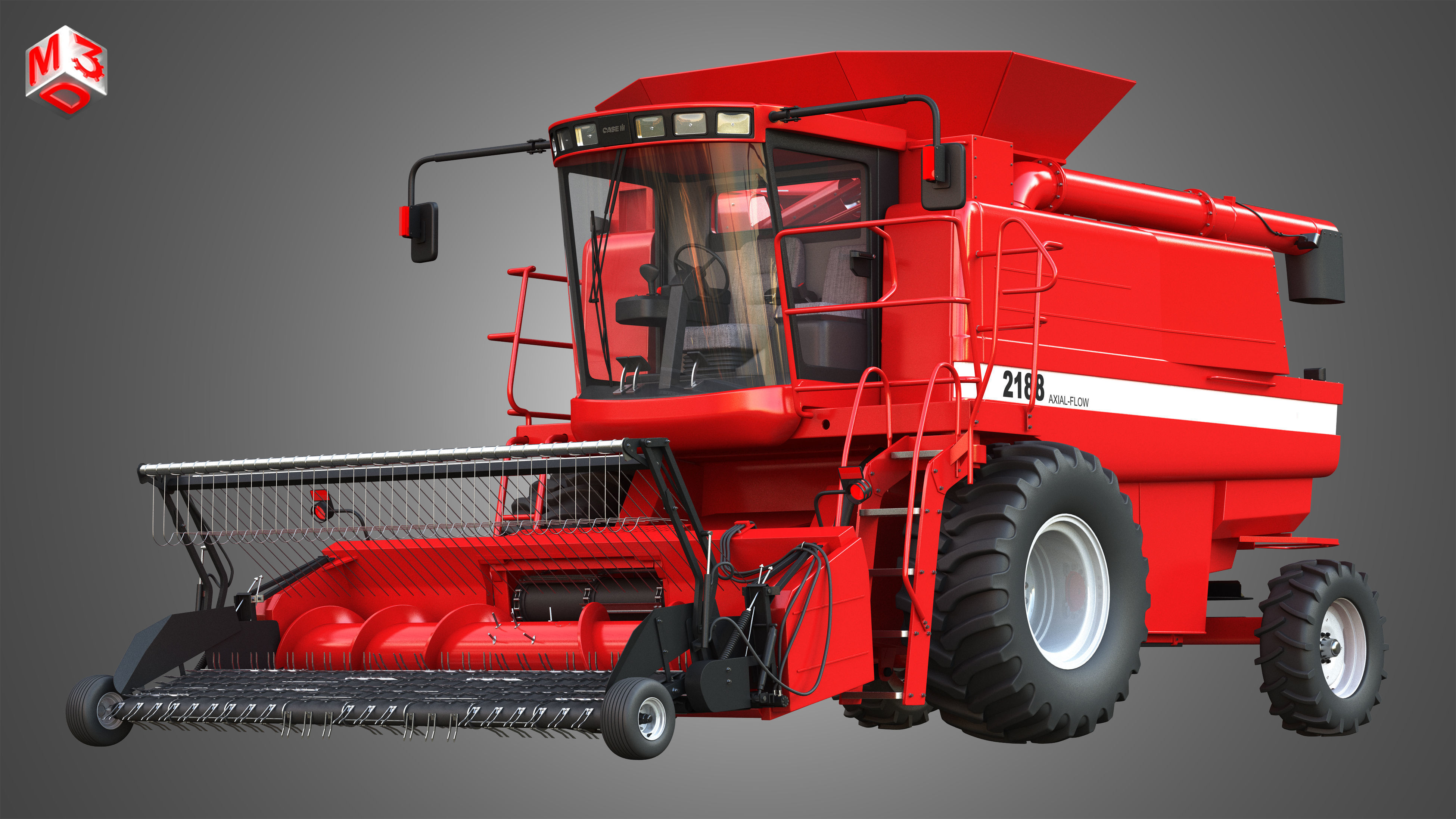IH 1688 Combine Harvester  - with Forage Harvester Head 3D model_6