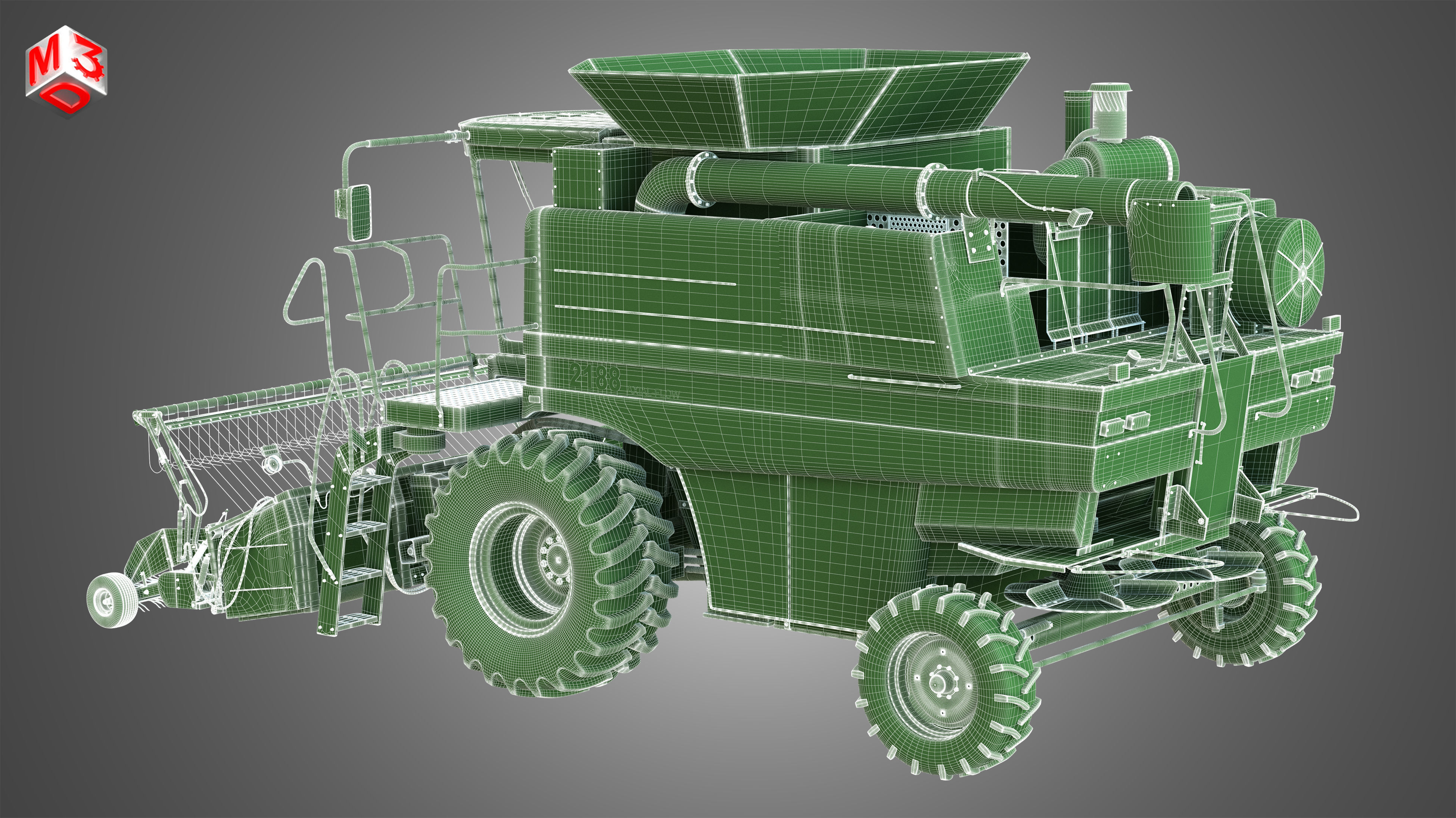 IH 1688 Combine Harvester  - with Forage Harvester Head 3D model_19