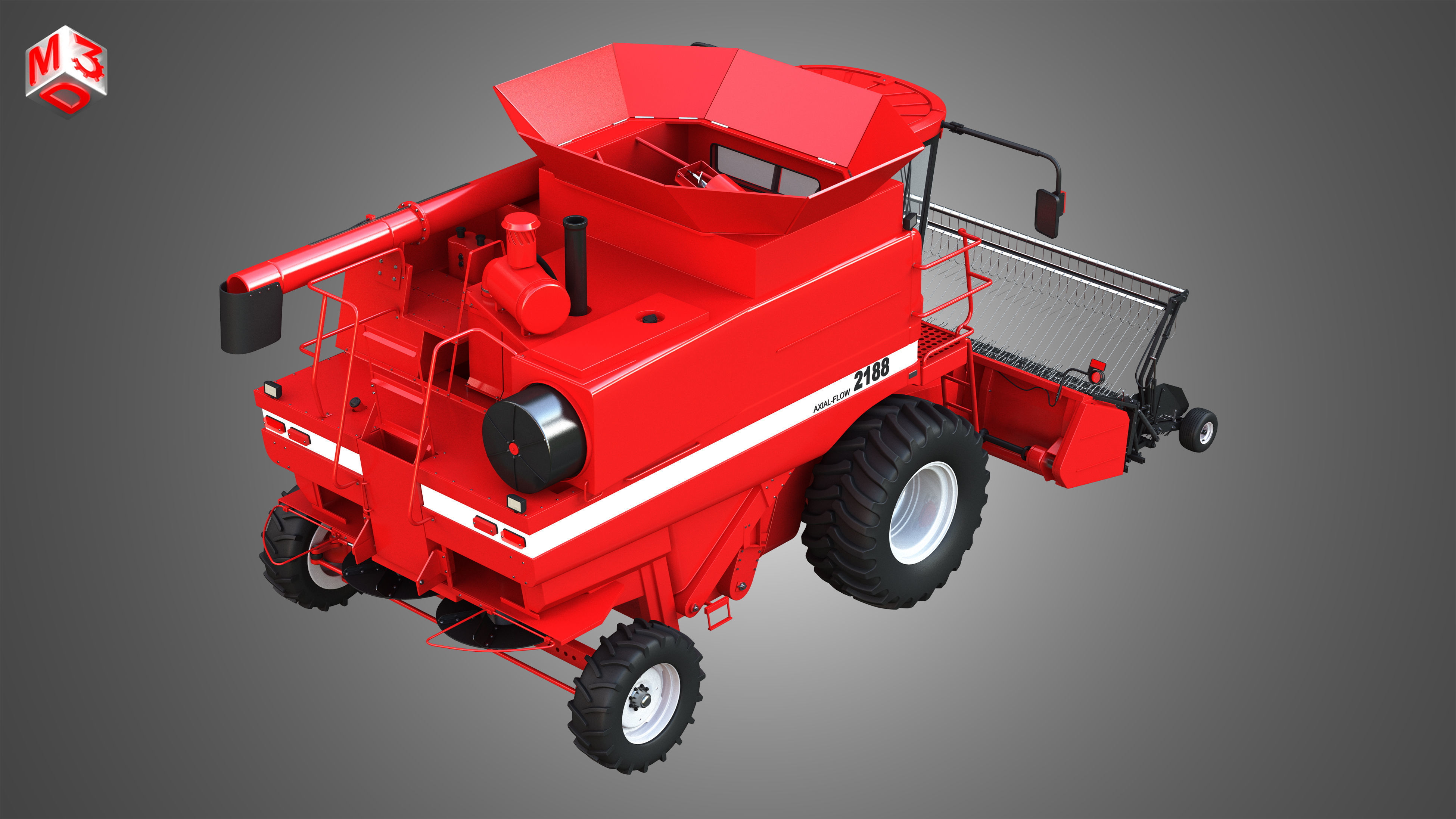 IH 1688 Combine Harvester  - with Forage Harvester Head 3D model_11