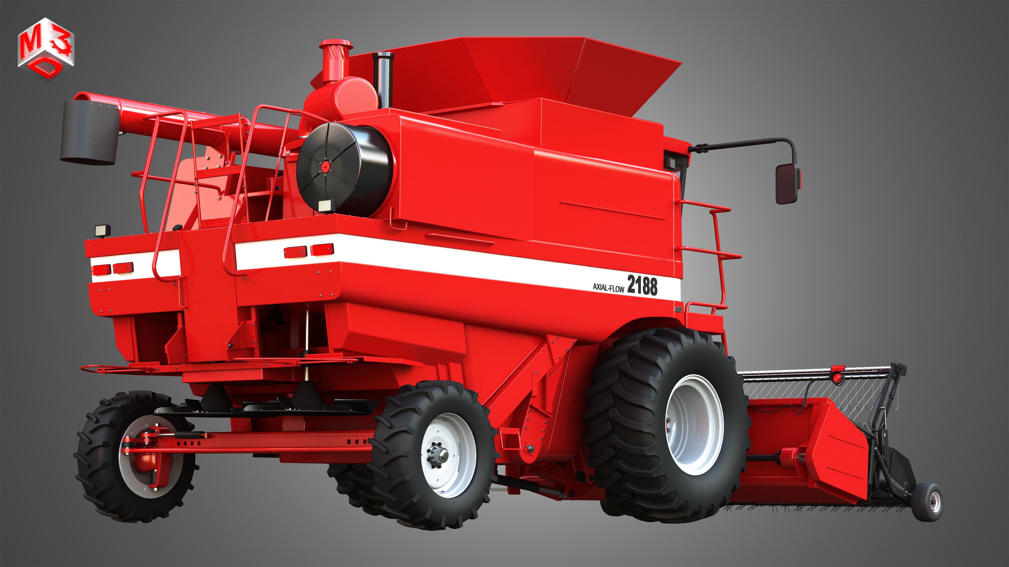 IH 1688 Combine Harvester  - with Forage Harvester Head 3D model_7