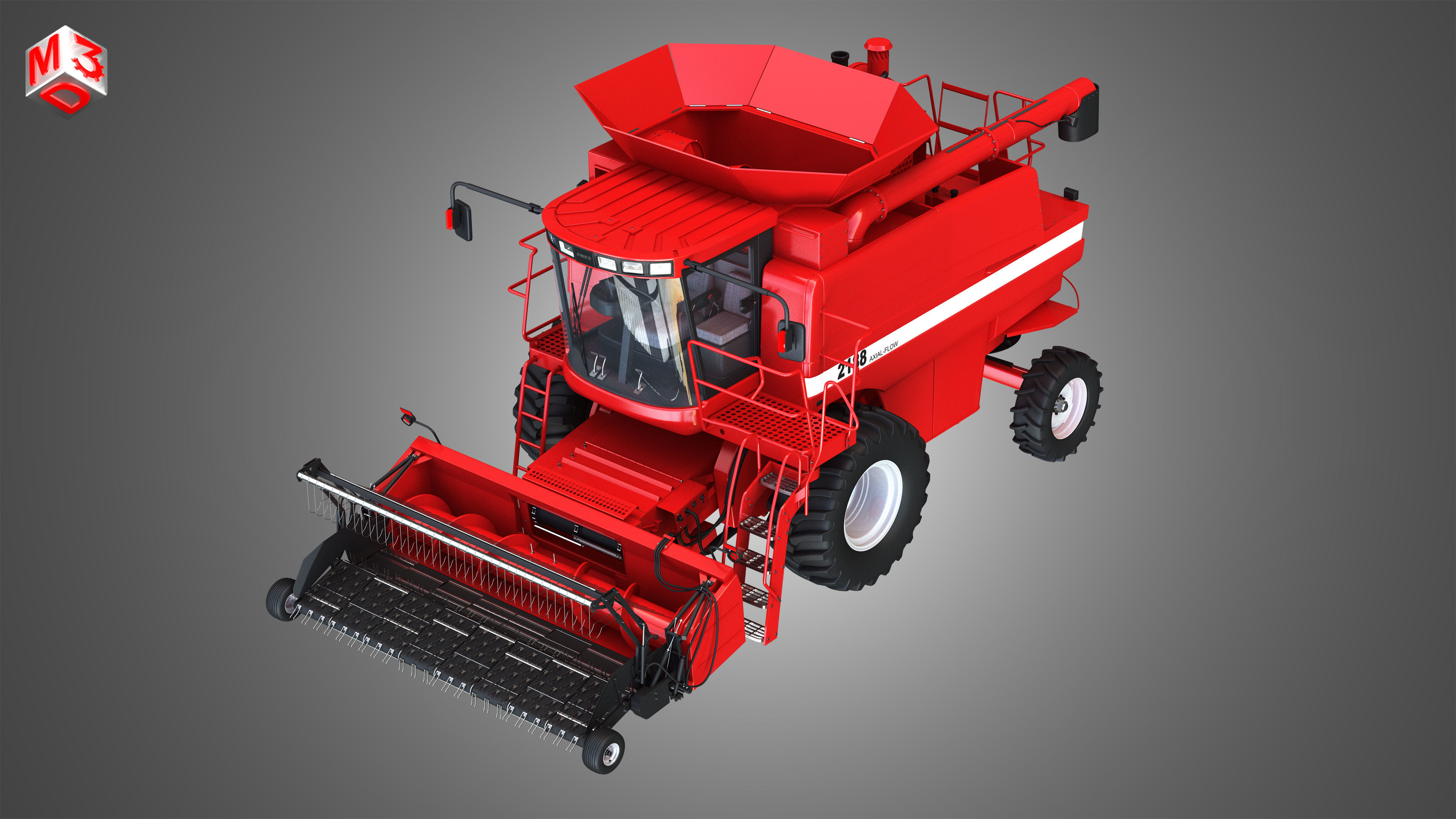 IH 1688 Combine Harvester  - with Forage Harvester Head 3D model_10