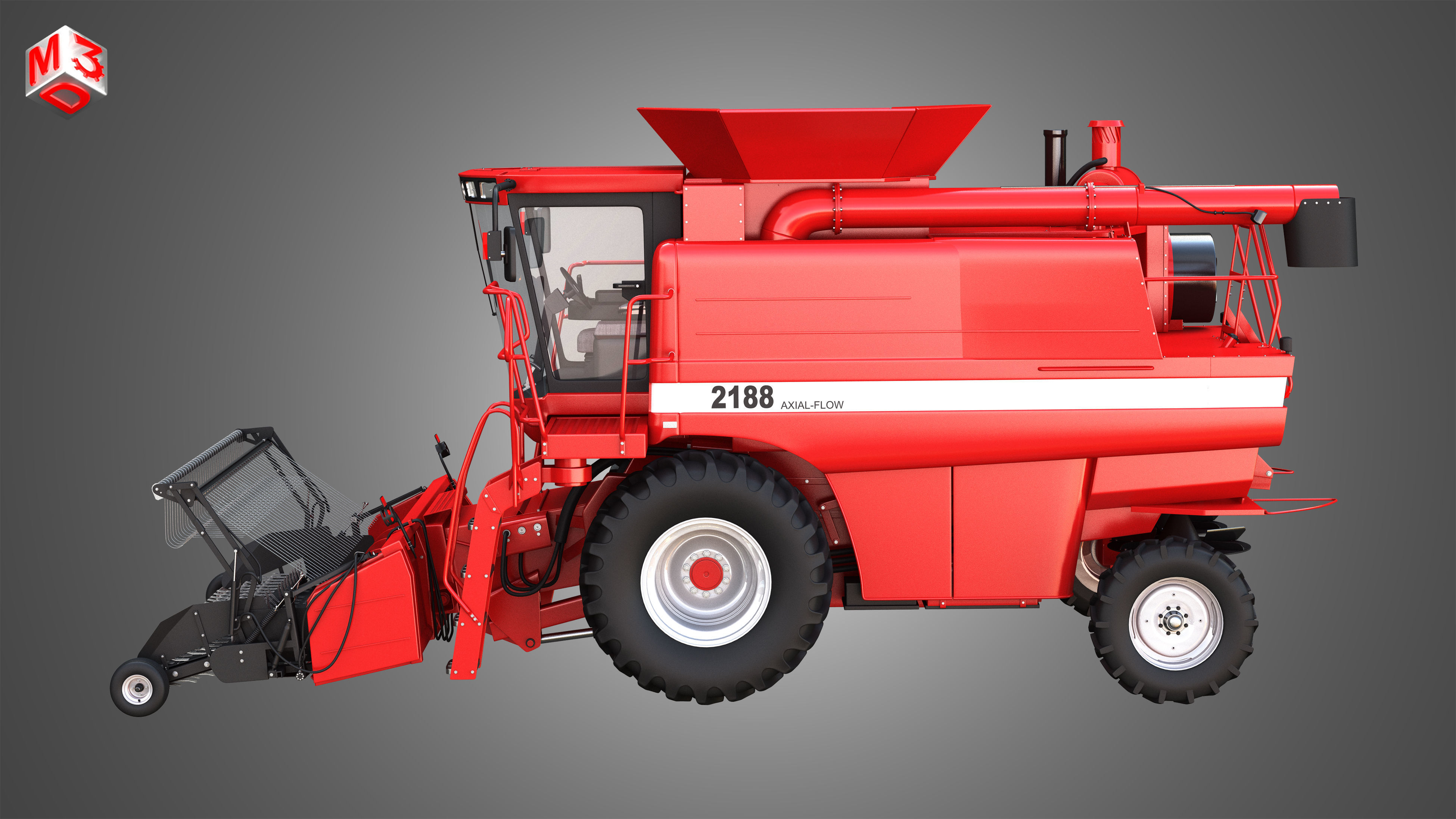 IH 1688 Combine Harvester  - with Forage Harvester Head 3D model_4