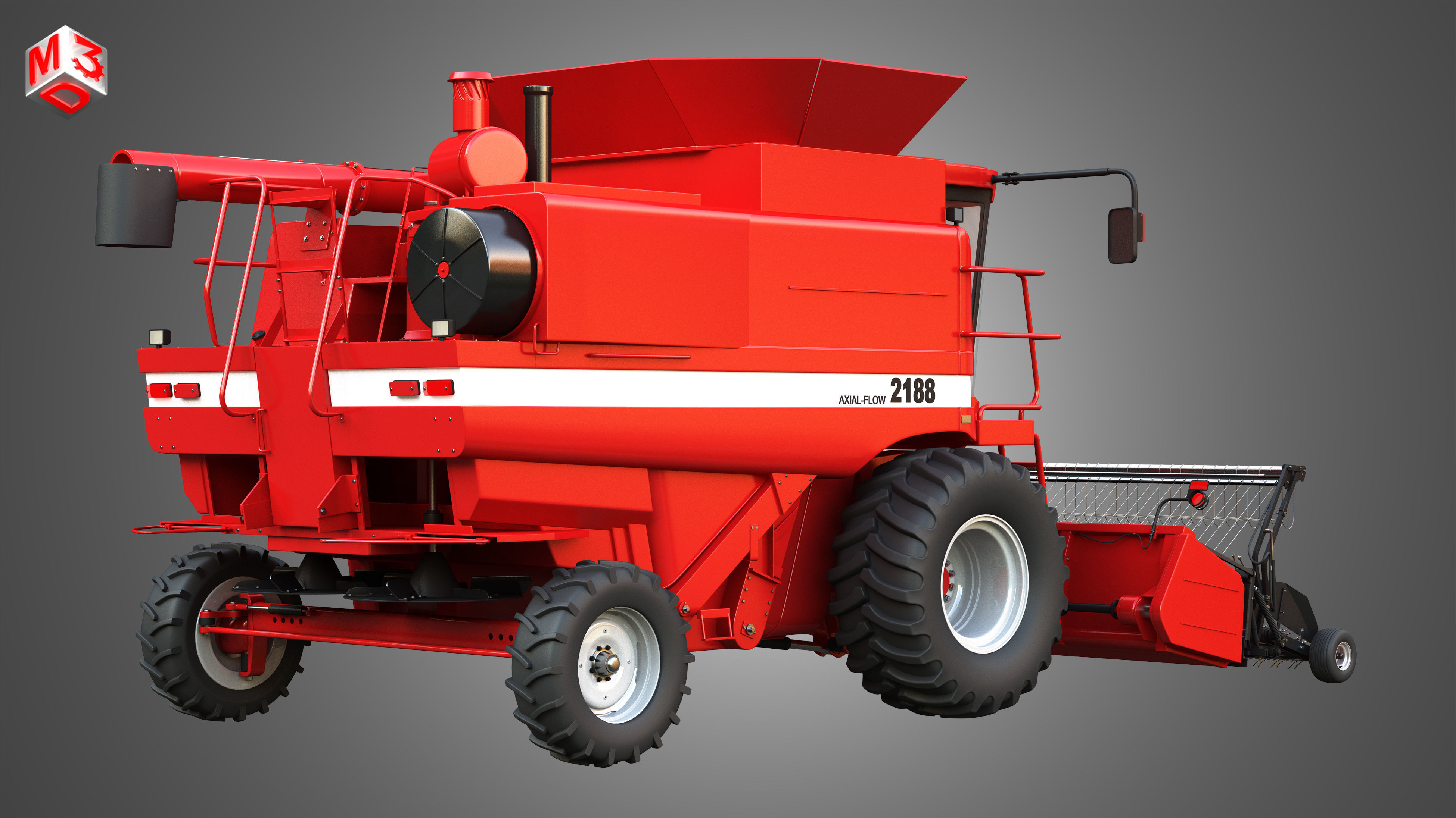 IH 1688 Combine Harvester  - with Forage Harvester Head 3D model_1