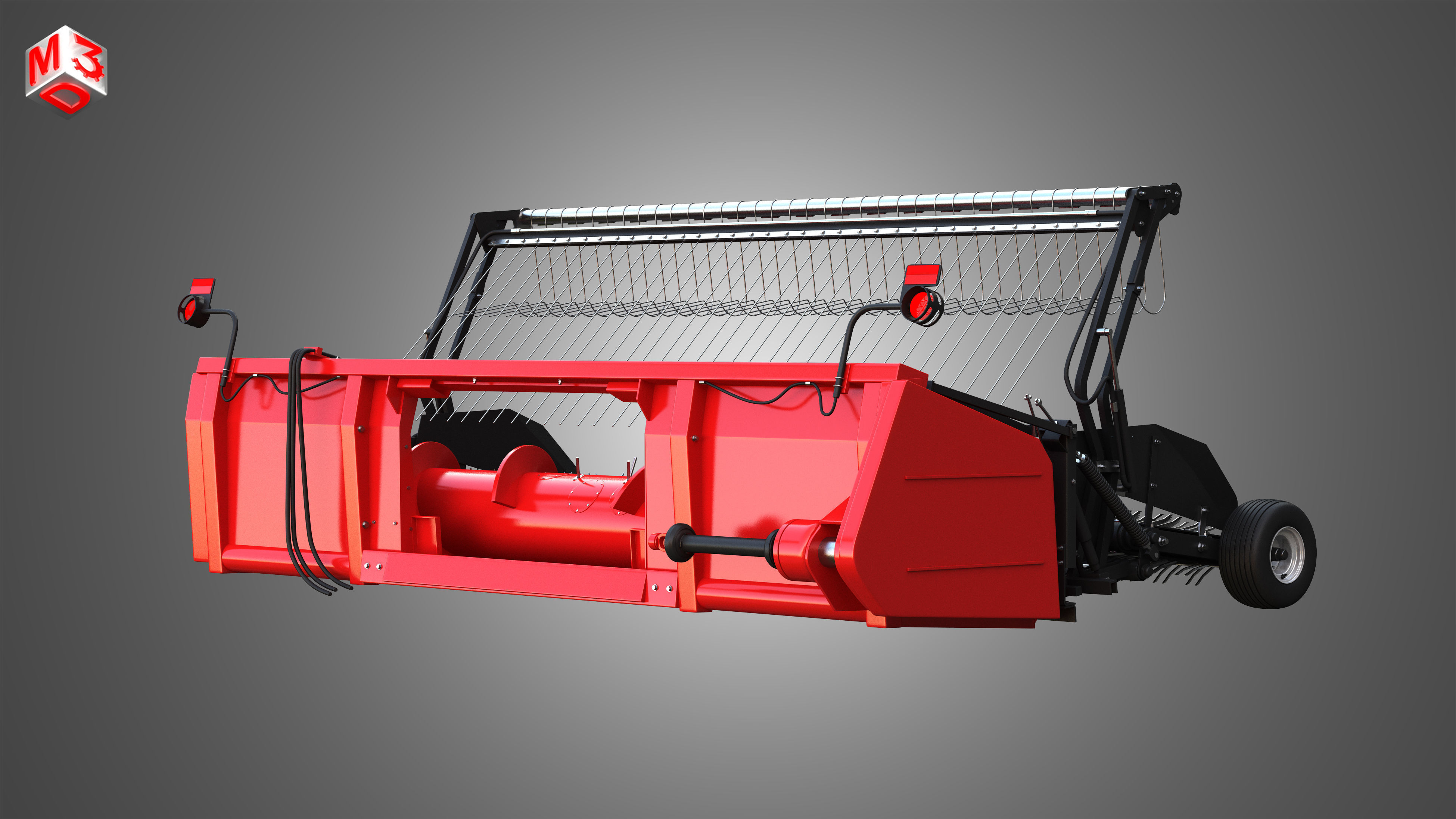 IH 1688 Combine Harvester  - with Forage Harvester Head 3D model_22
