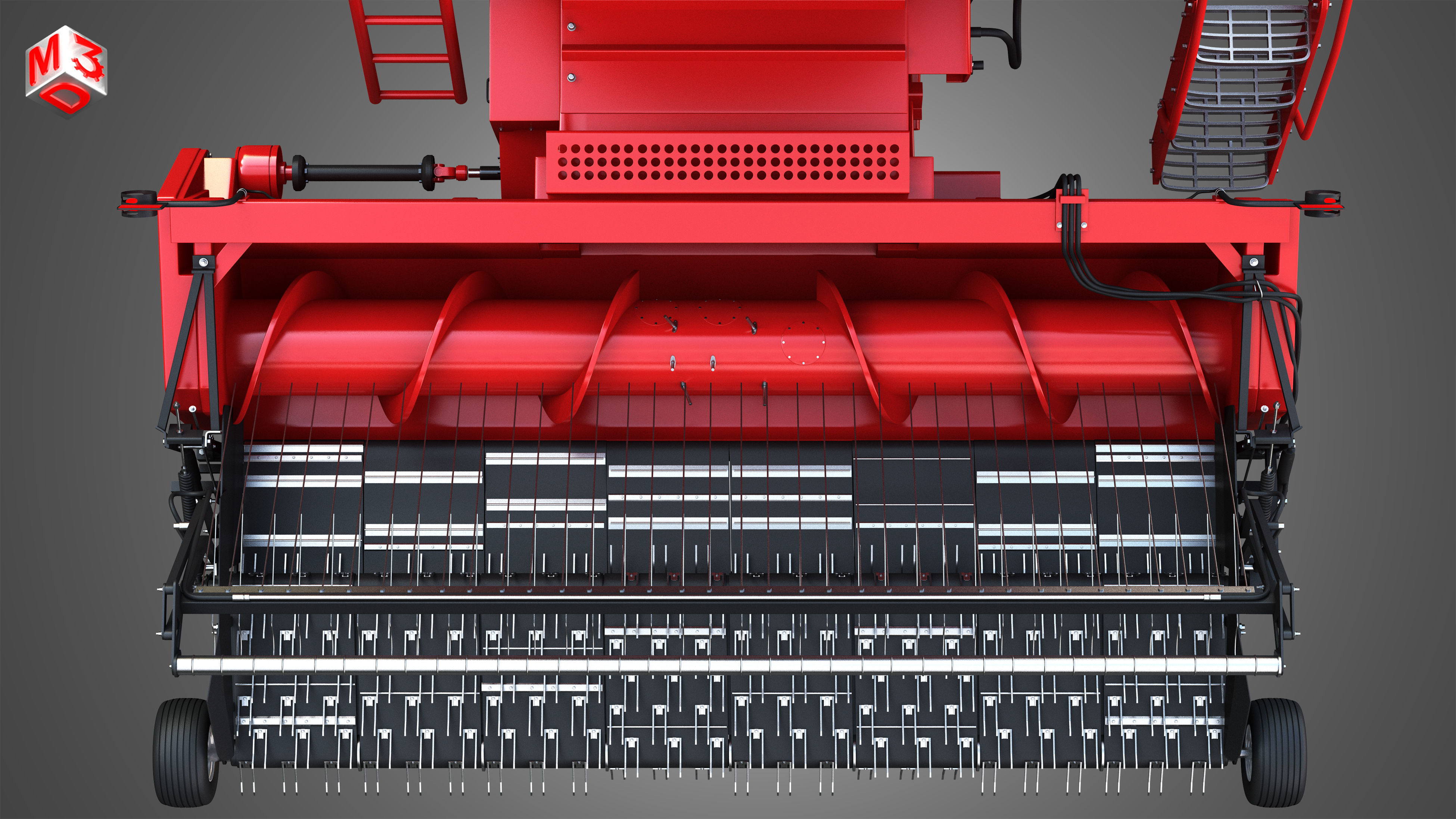 IH 1688 Combine Harvester  - with Forage Harvester Head 3D model_14