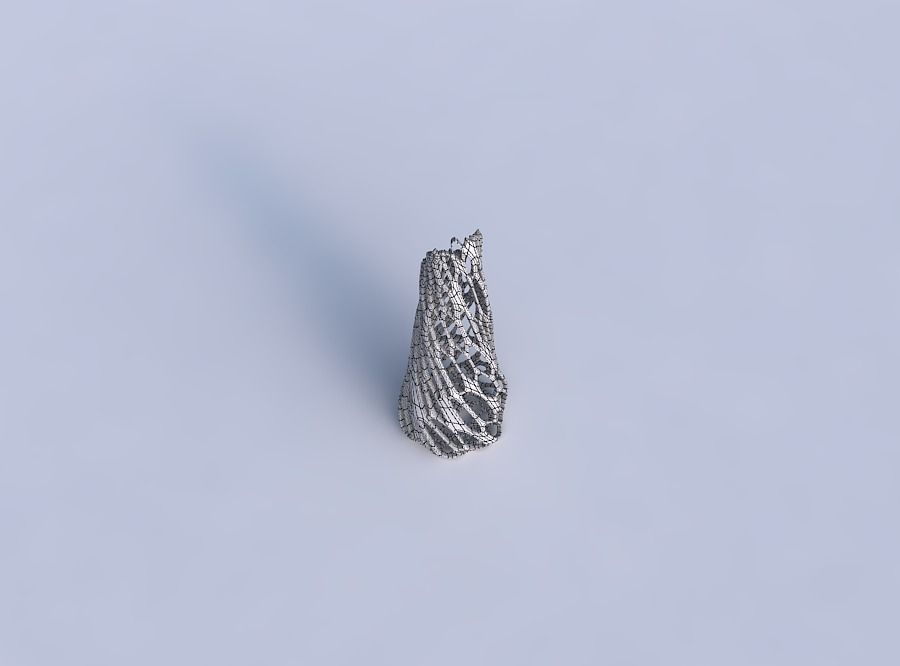 Vase twisted top bent hexagon with cracked organic lattice 3D print model_6