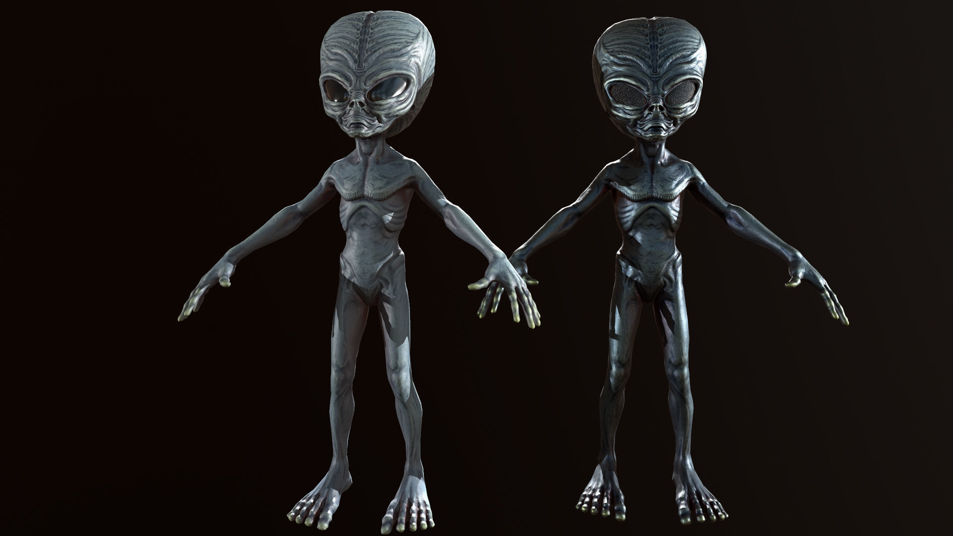 Alien Gray Low-poly 3D model_9
