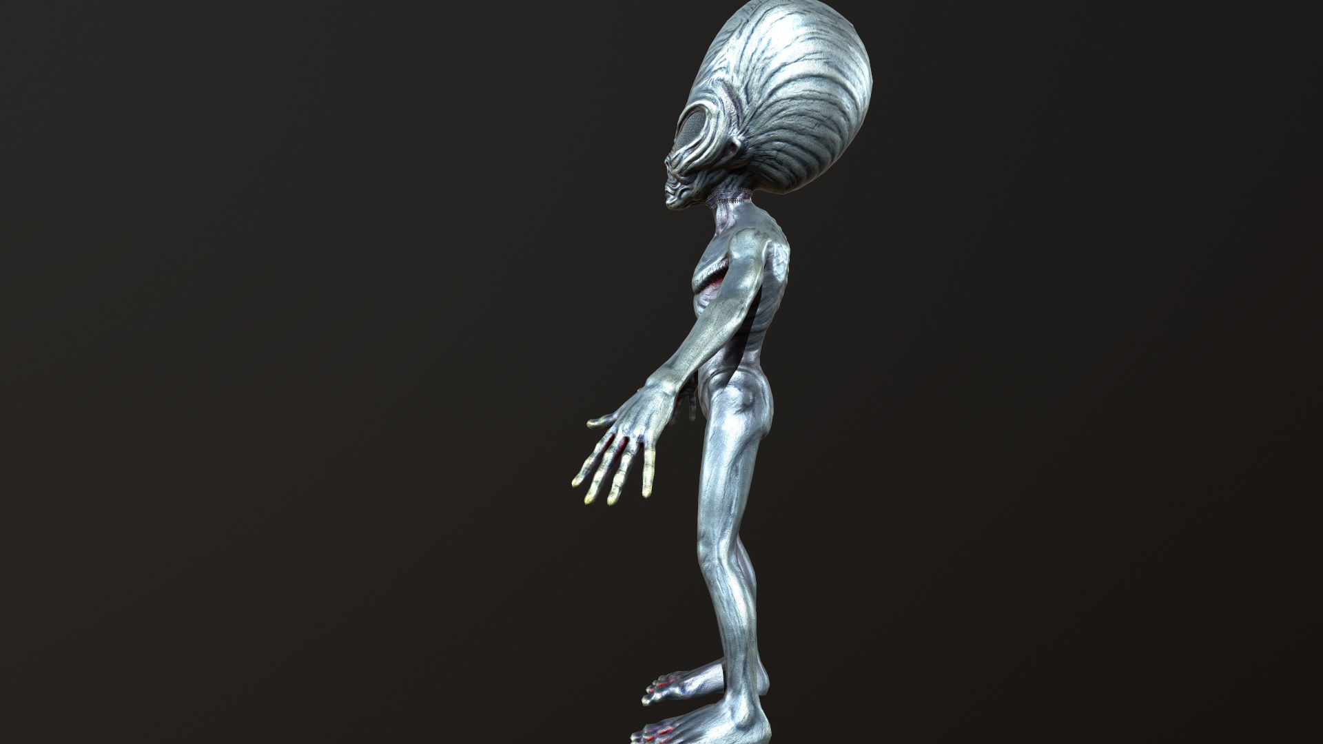 Alien Gray Low-poly 3D model_13