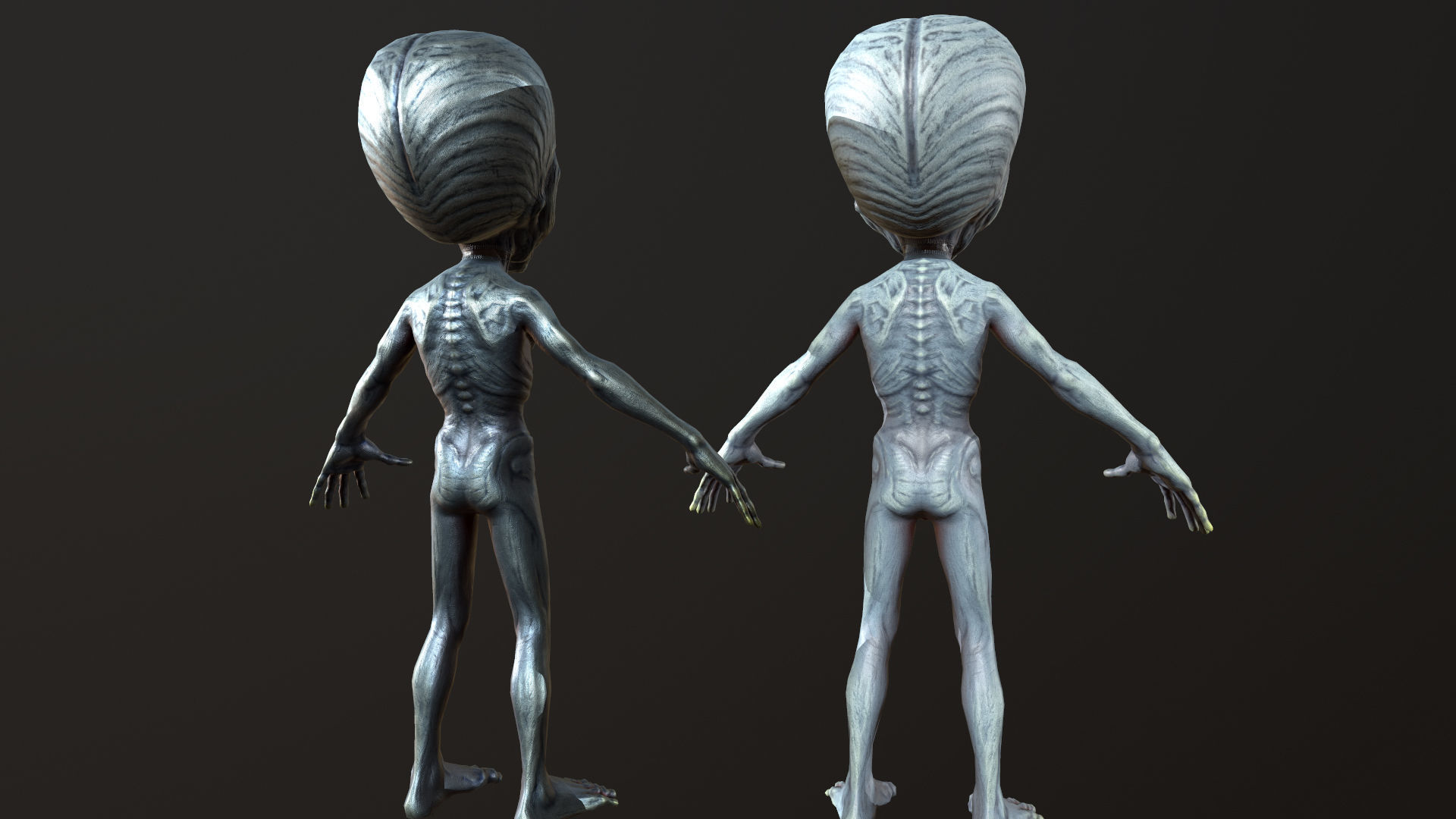 Alien Gray Low-poly 3D model_10