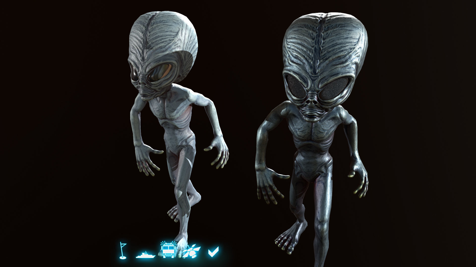 Alien Gray Low-poly 3D model_8