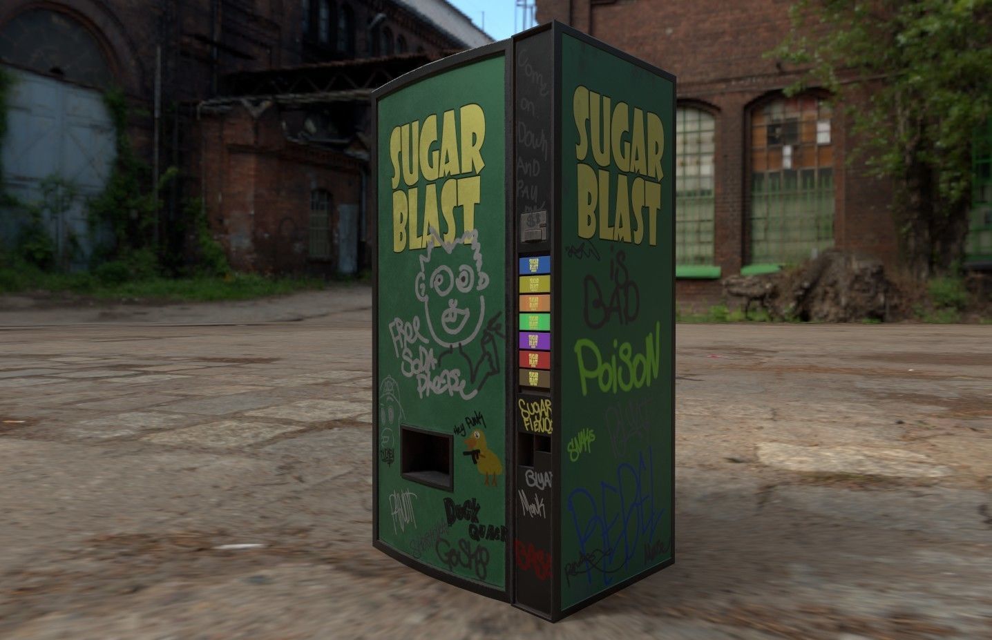 Soda vending machine pbr low poly Low-poly 3D model_2