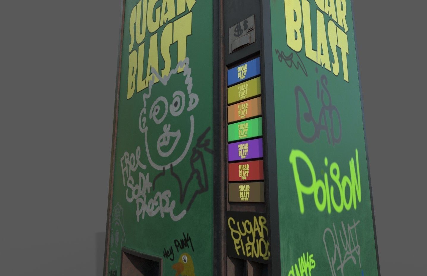 Soda vending machine pbr low poly Low-poly 3D model_10