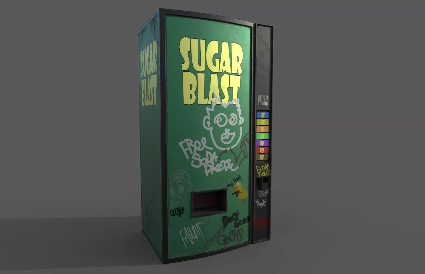 Soda vending machine pbr low poly Low-poly 3D model_0