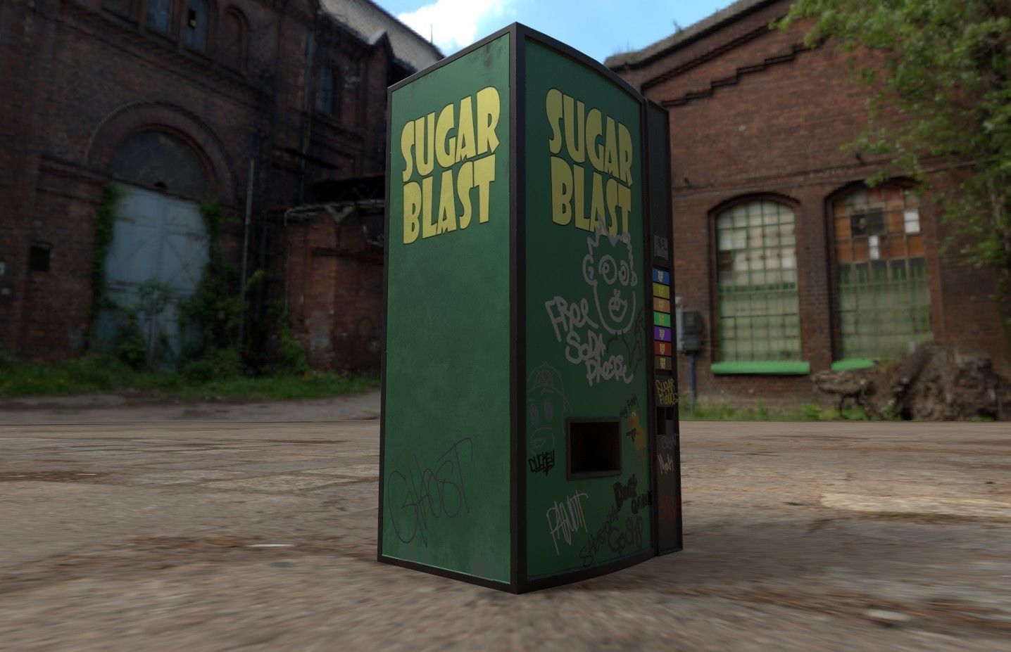 Soda vending machine pbr low poly Low-poly 3D model_5