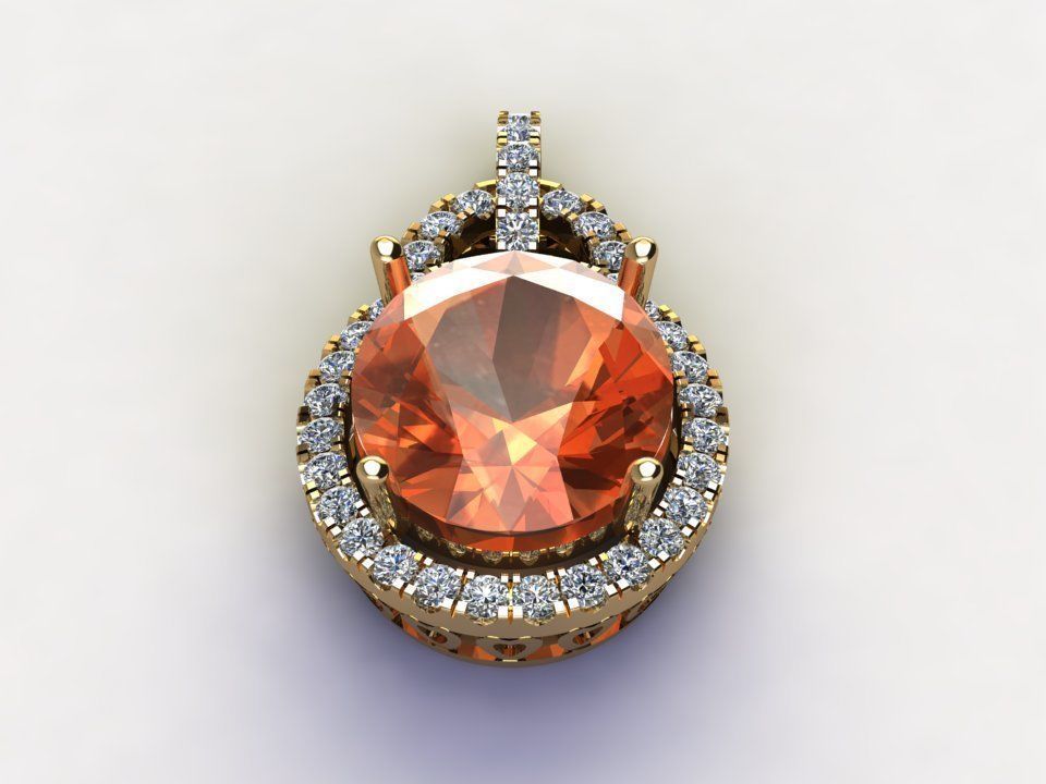 Solitaire with natural gem concept cambodian design 3D model_1