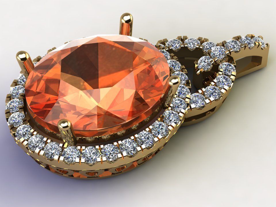 Solitaire with natural gem concept cambodian design 3D model_4