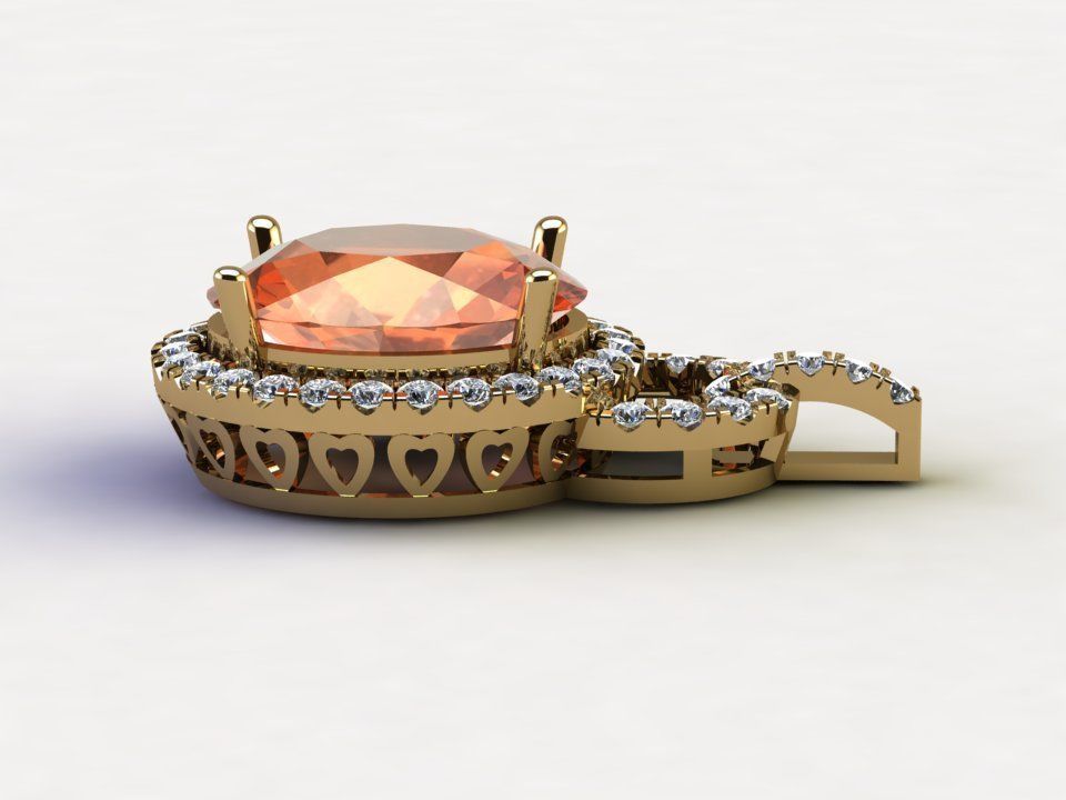 Solitaire with natural gem concept cambodian design 3D model_2