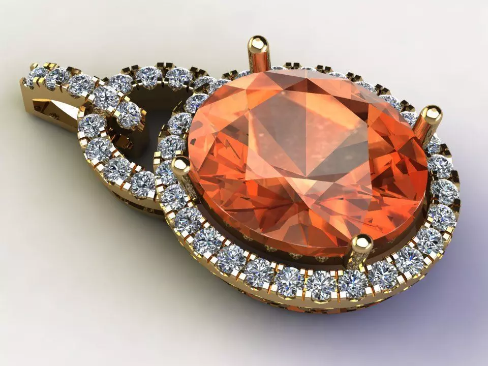 Solitaire with natural gem concept cambodian design 3D model_0