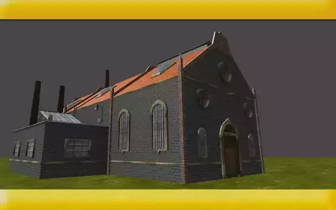 Factory Model 3D church in countryside