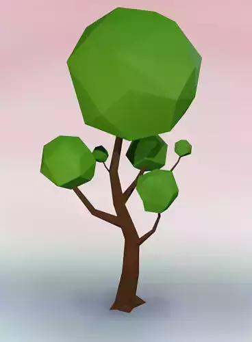 Simple tree low-poly 3D model Free low-poly 3D model