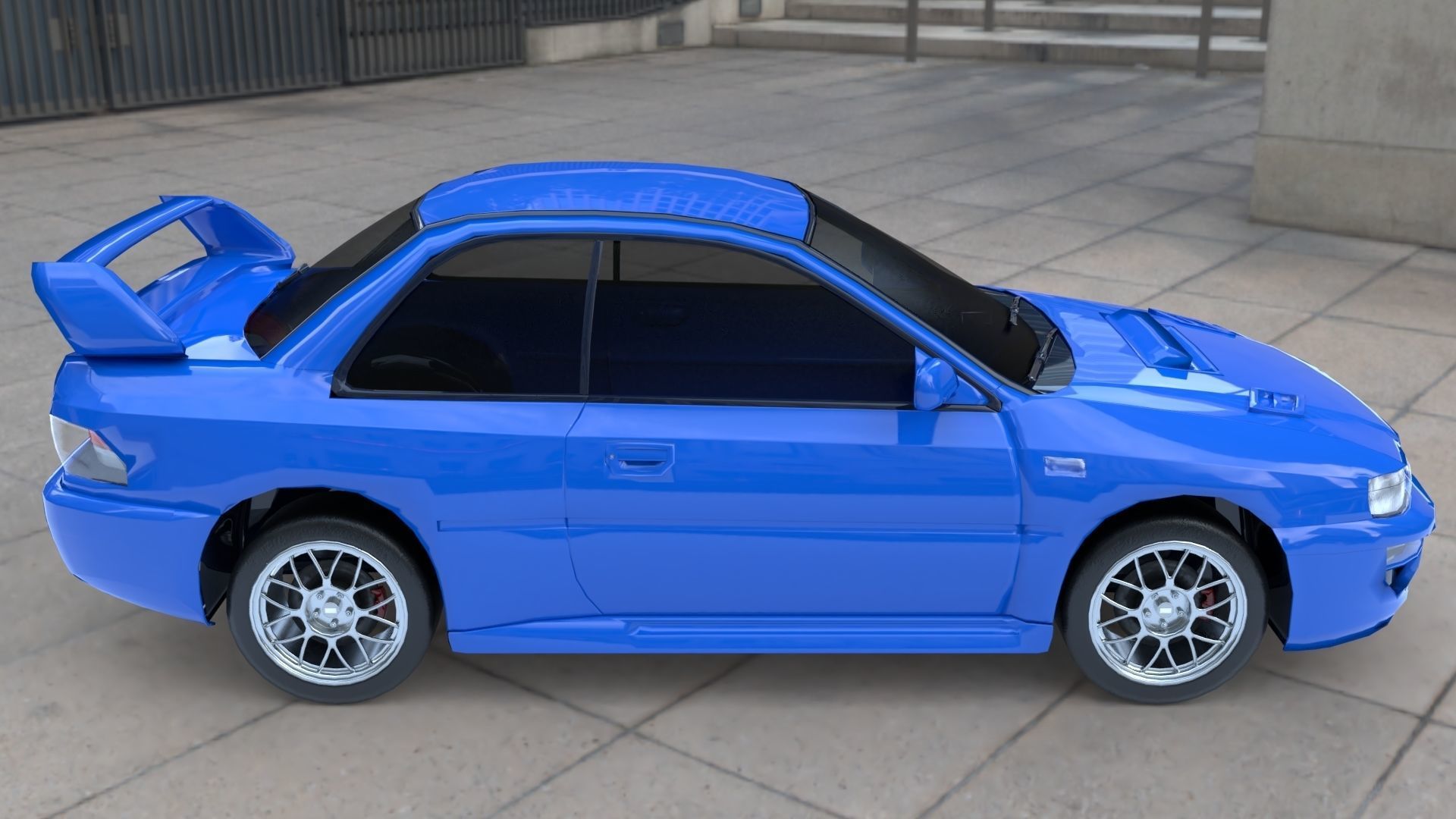 Subaru Impreza 22B STi 1998 Low-poly 3D model_1