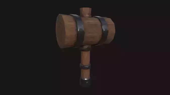 low poly hammer wooden