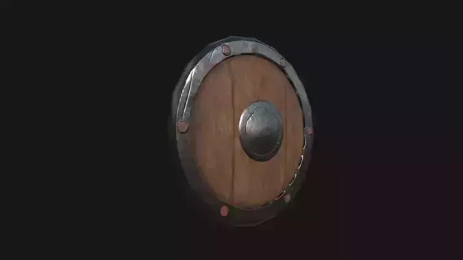 low poly shield wooden
