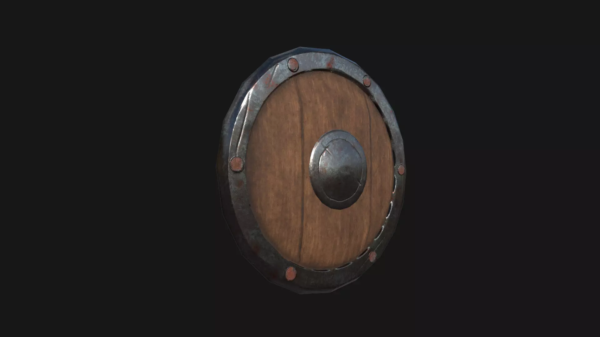 low poly shield wooden Free low-poly 3D model