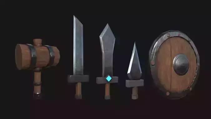  low poly melee weapons set Free low-poly 3D model