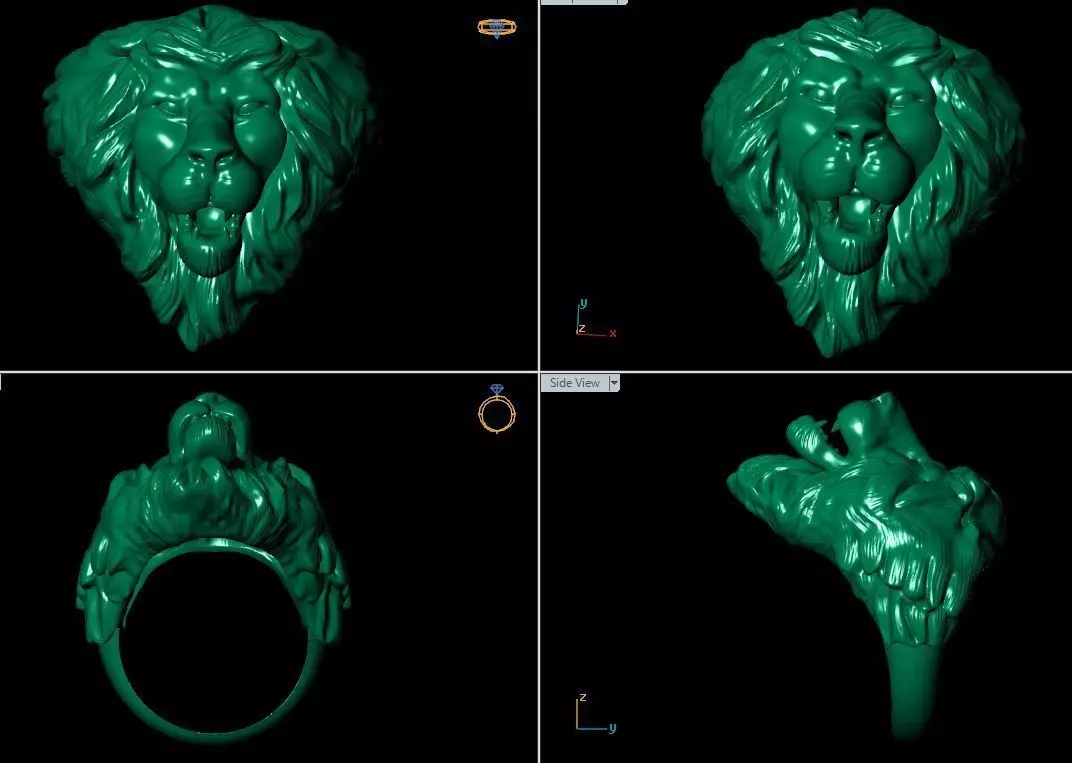 Lion Head  Ring 3D print model 3D print model_0
