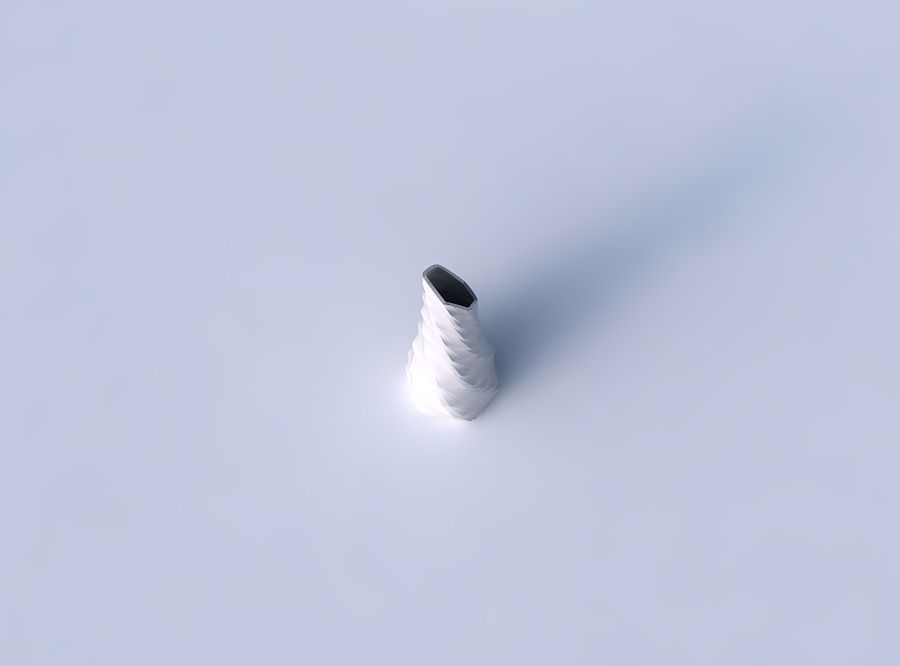 Vase twisted top bent hexagon with sections and twisted lines 3D print model_2