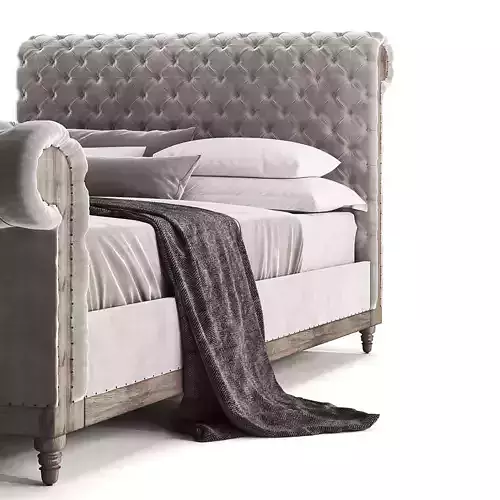 RH Chesterfield Bed with footerboard 3D model