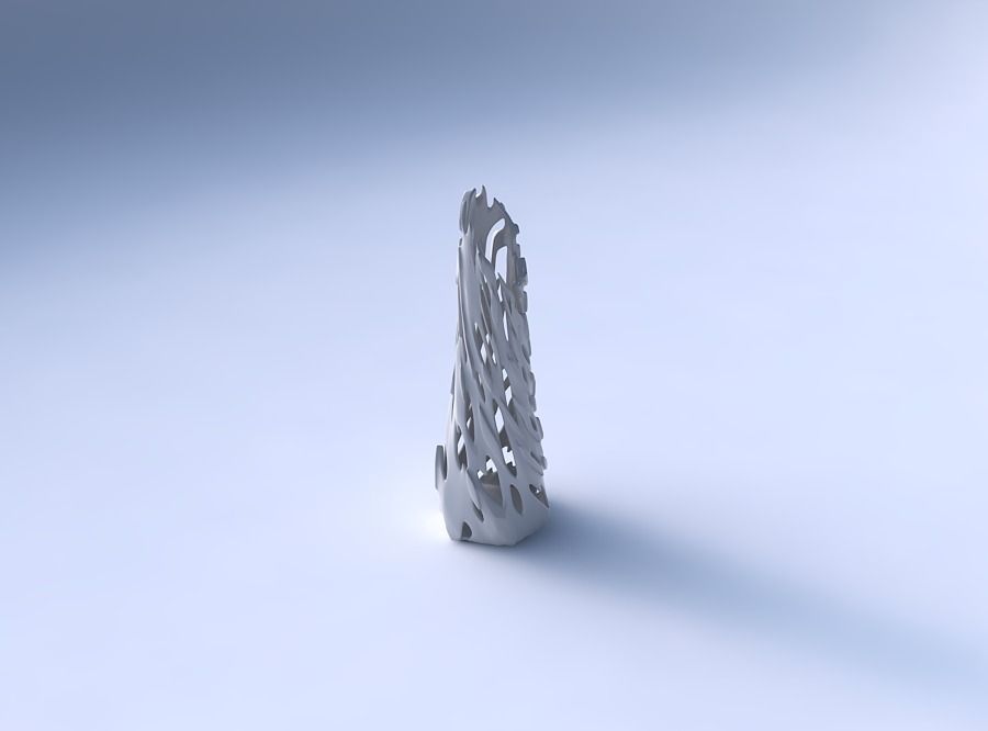Vase twisted top bent hexagon with smooth cuts and bulges  3D print model_3