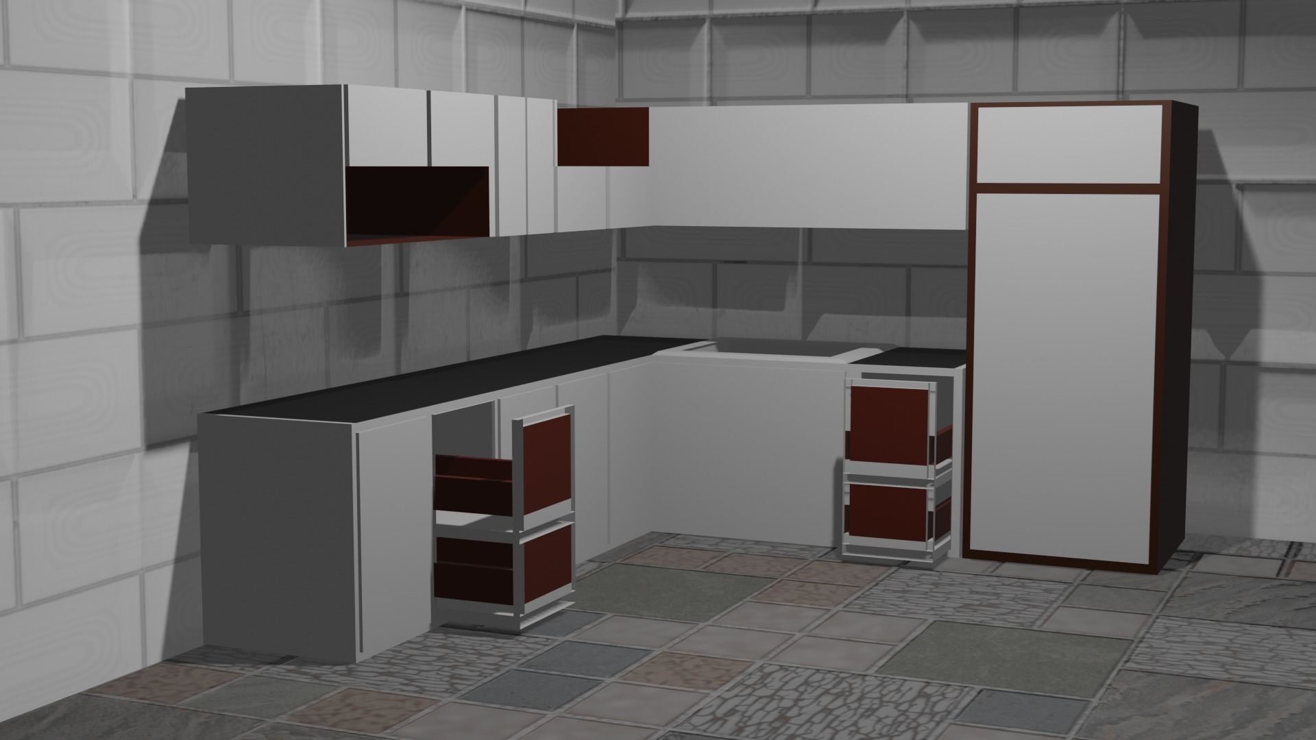 modern kitchen Low-poly 3D model 3D model_1