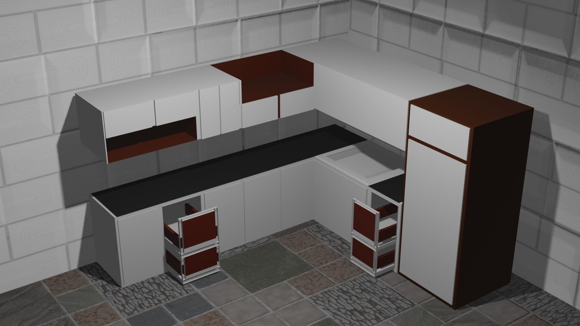 modern kitchen Low-poly 3D model 3D model_3