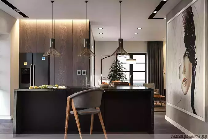small-apartement modern kitchen design in ukraine Low-poly 3D model
