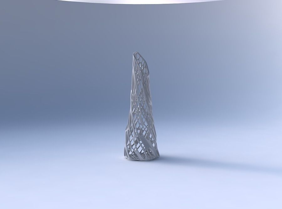Vase twisted top bent hexagon with twisted organic lattice 3D print model_4