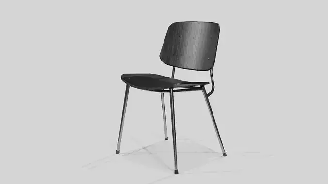 Soborg Metal Base Chair-Black lacquered and Black Steel