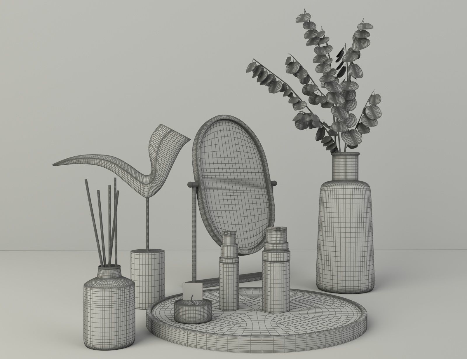 minimalist modern black decorative set 3D model_2