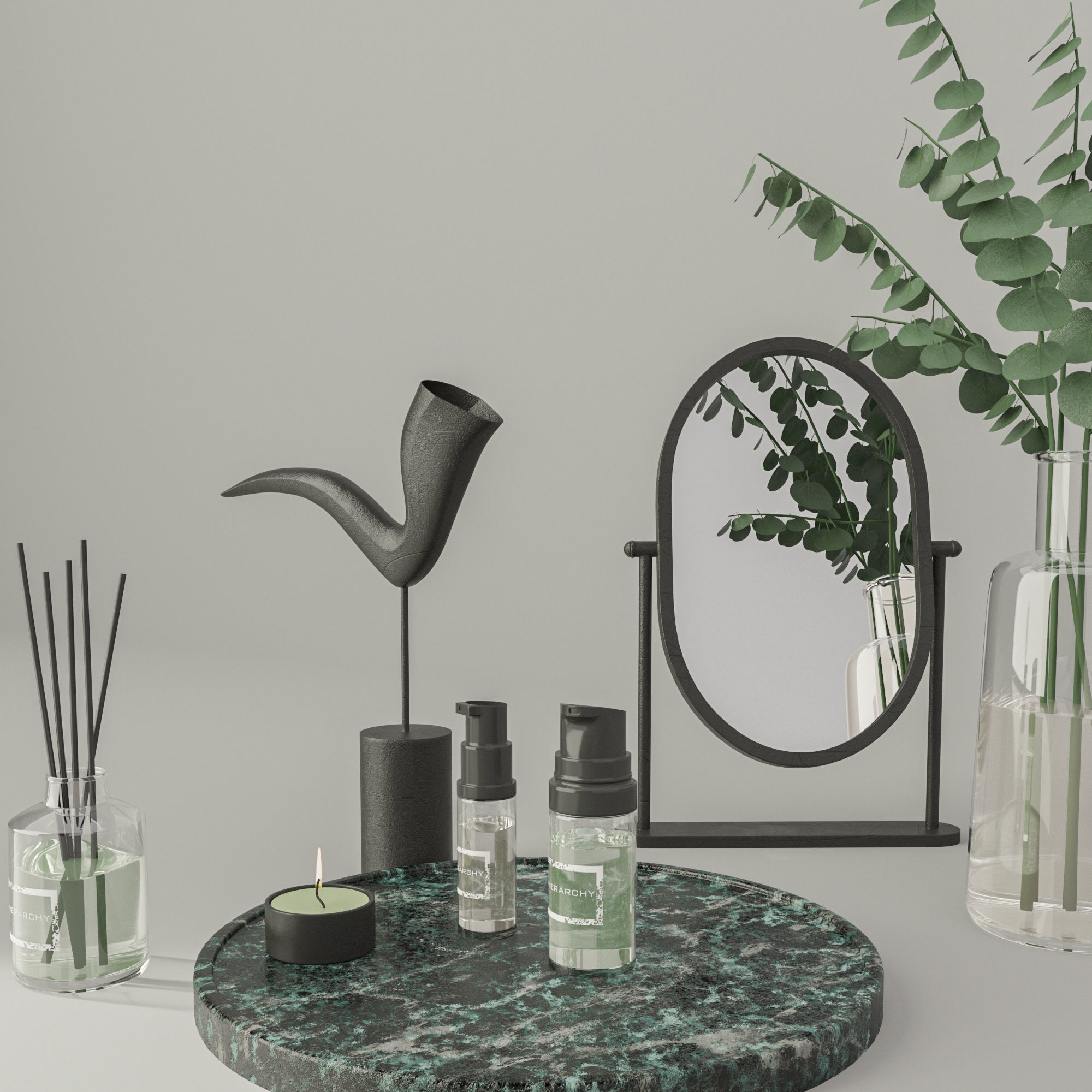 minimalist modern black decorative set 3D model_5