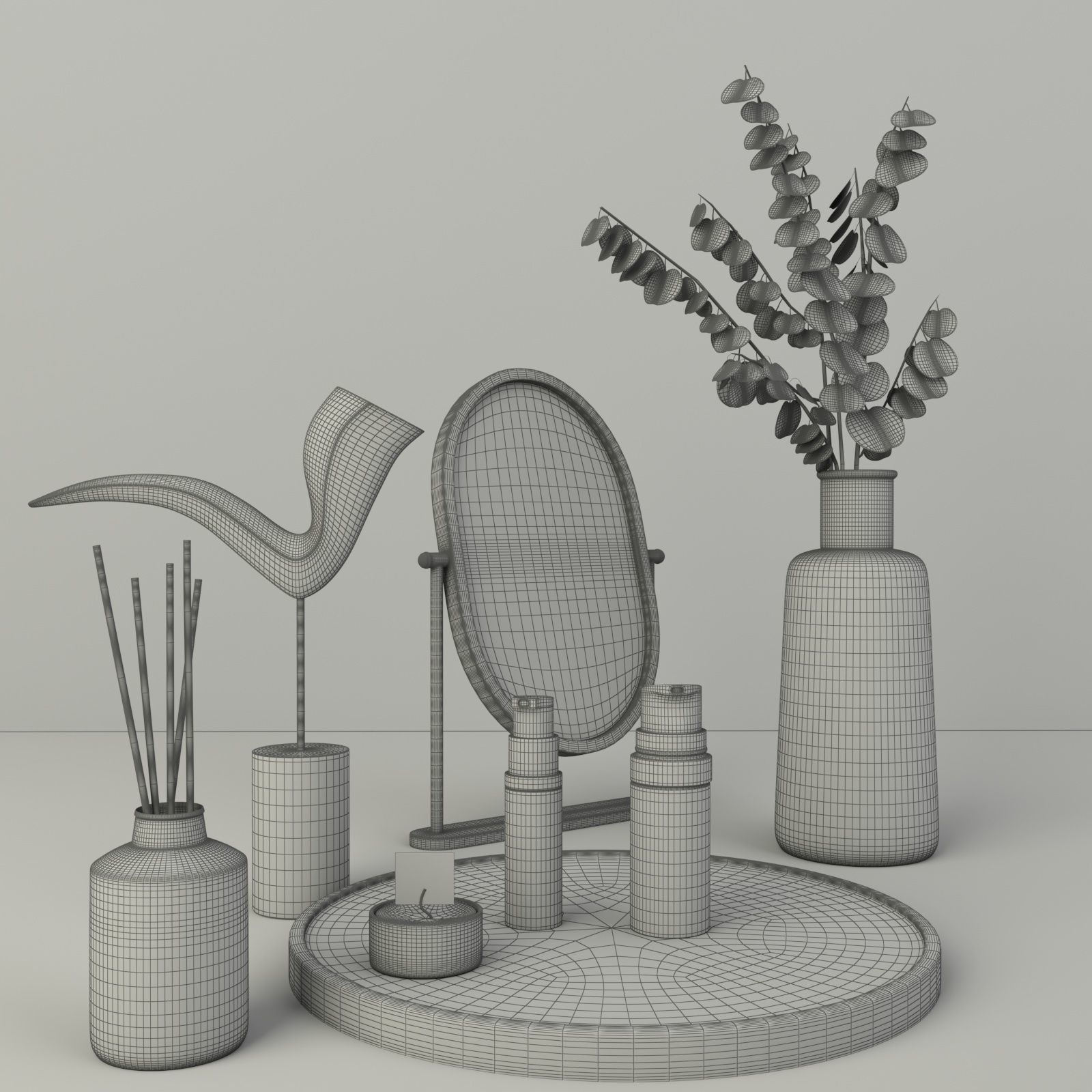 minimalist modern black decorative set 3D model_6