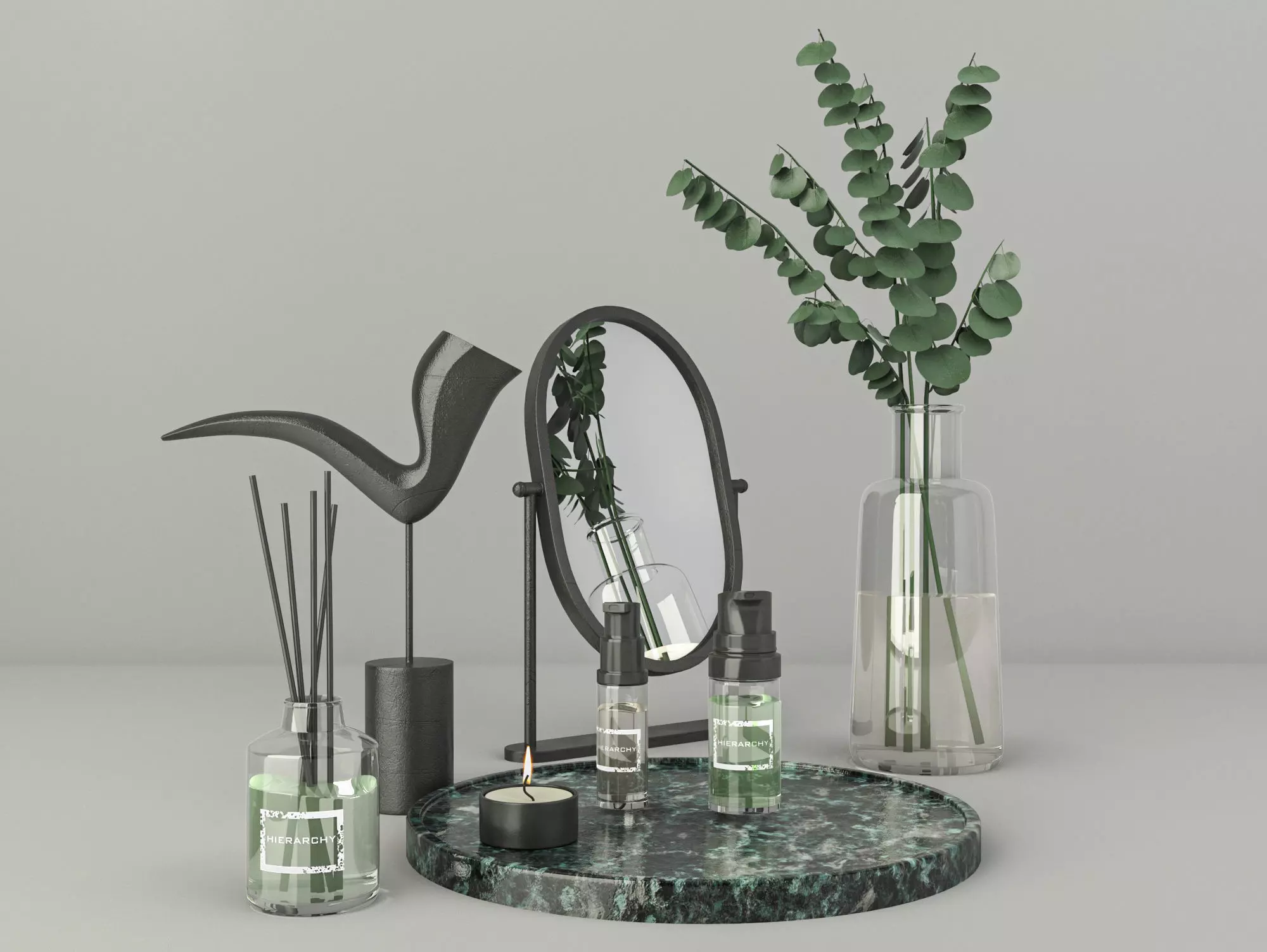 minimalist modern black decorative set 3D model_0