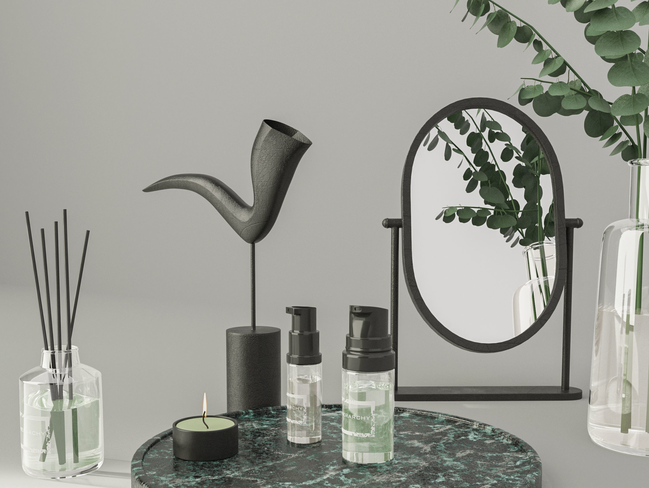 minimalist modern black decorative set 3D model_1