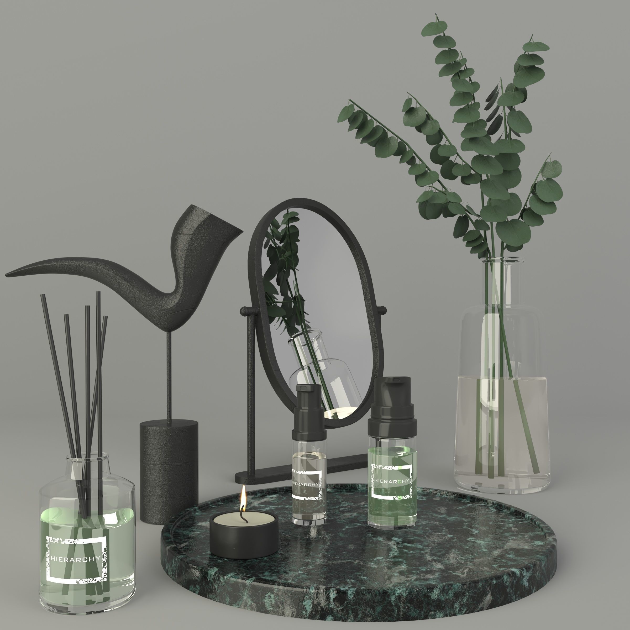 minimalist modern black decorative set 3D model_3