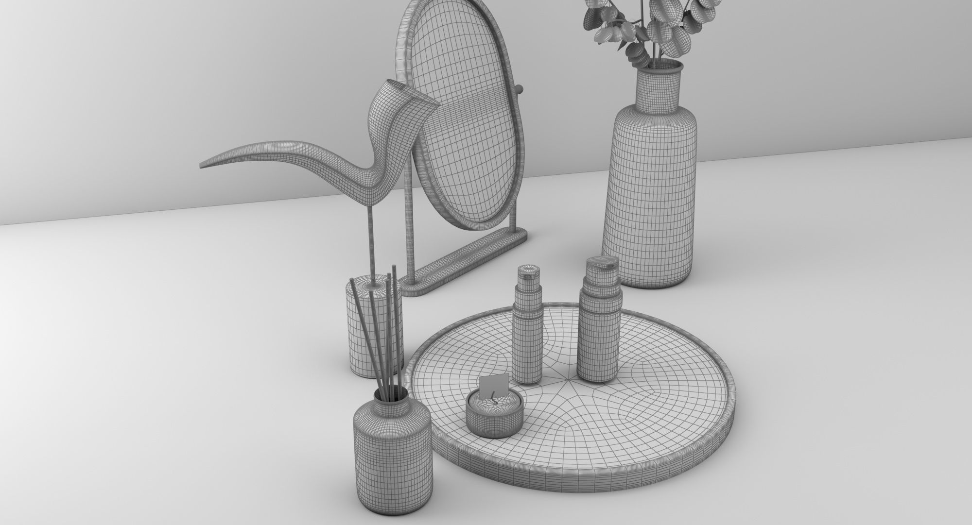 minimalist modern black decorative set 3D model_4