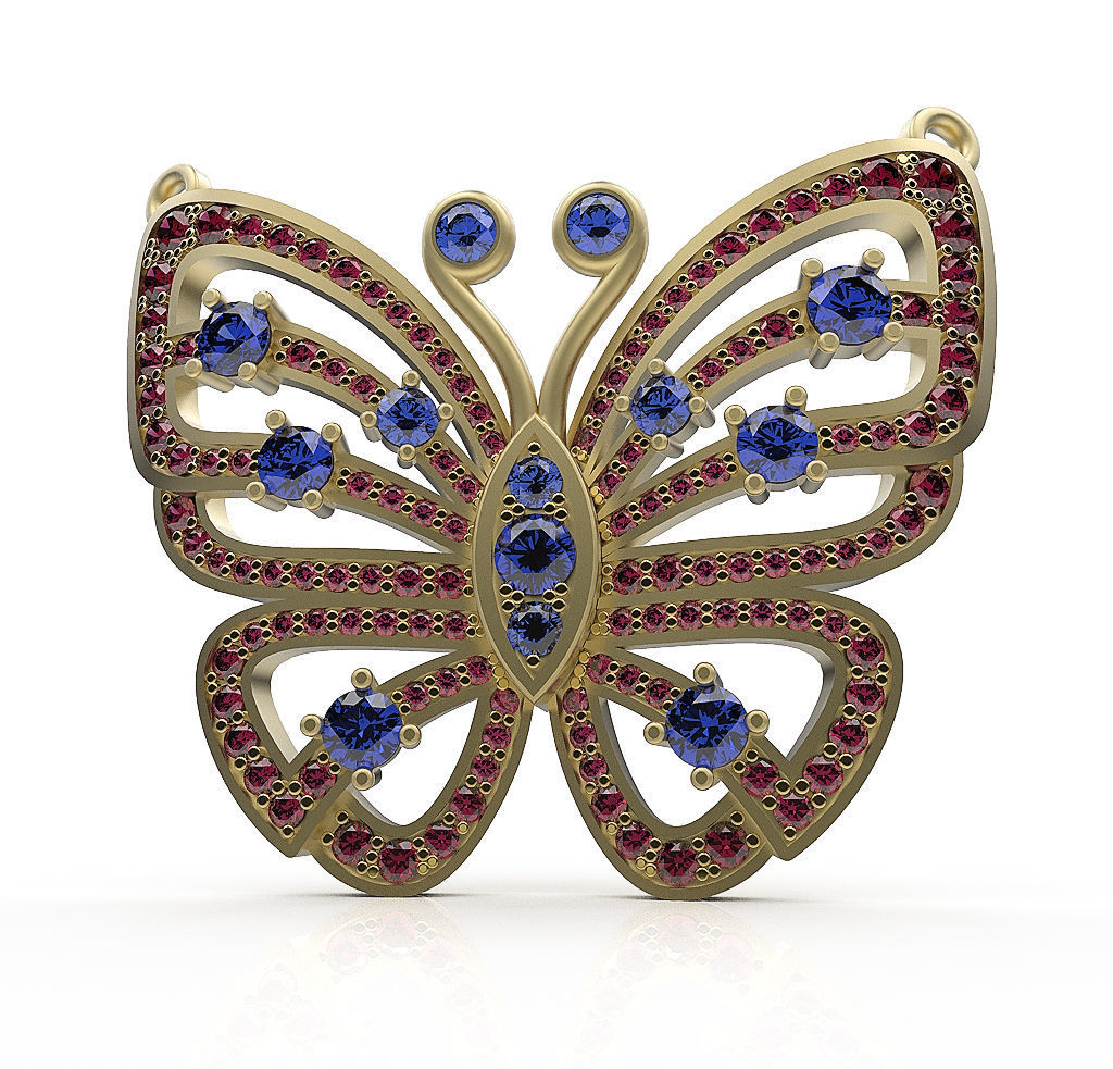 Pendant Butterfly In Gems 3D print model_4