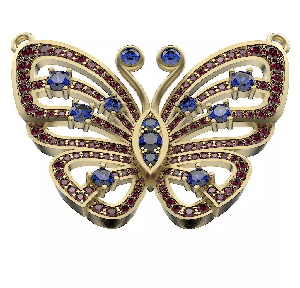 Pendant Butterfly In Gems 3D print model_0