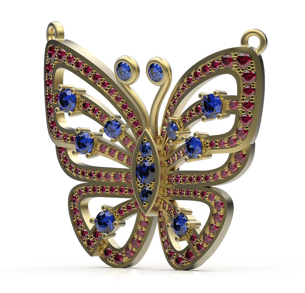 Pendant Butterfly In Gems 3D print model_1