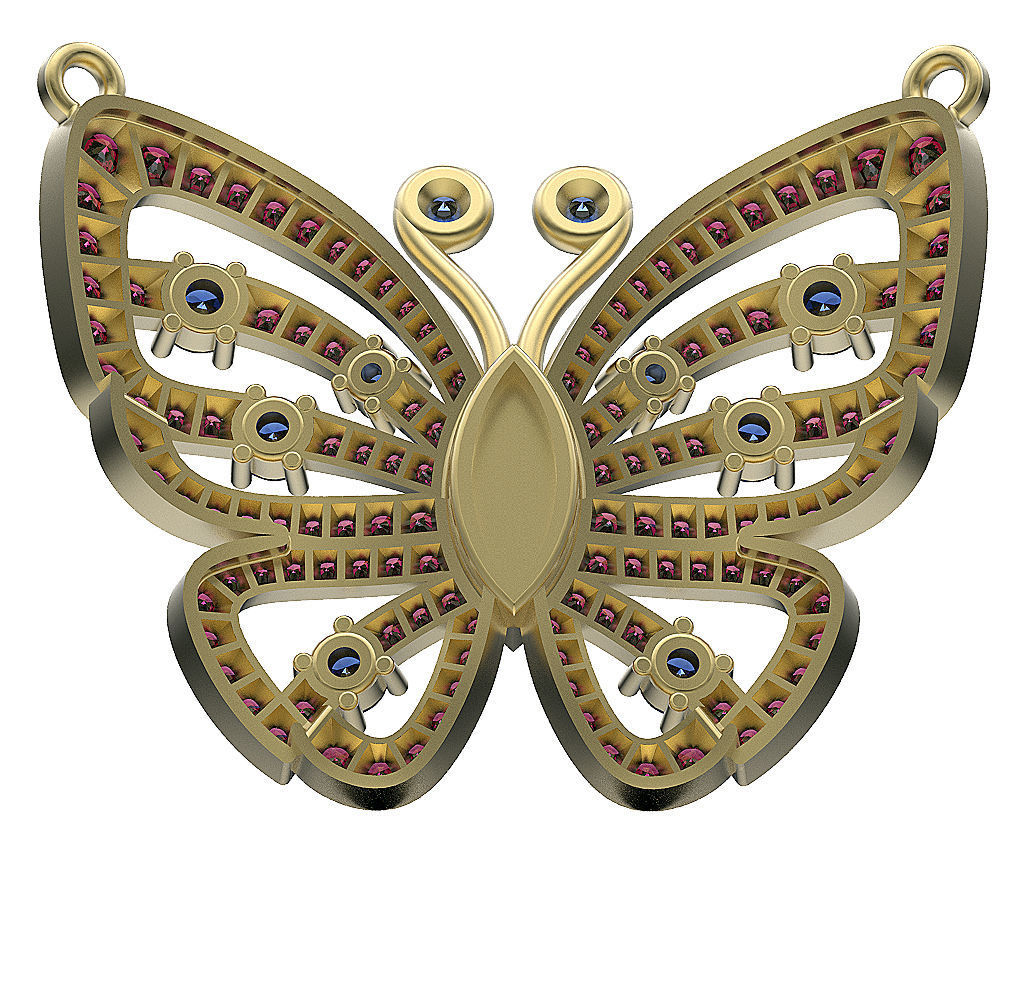 Pendant Butterfly In Gems 3D print model_2